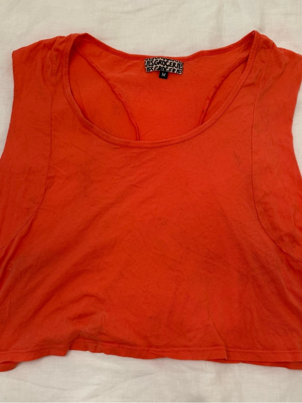 Orange Red Sleeveless Cropped Oversized Tank Top